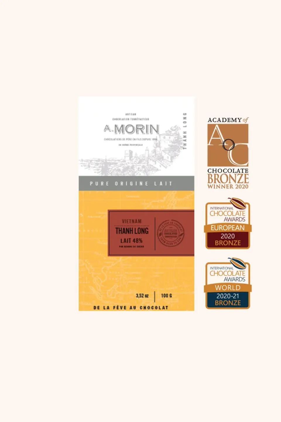 Chocolaterie Morin Vietnam Thanh Long melkchocolade 100g 48%