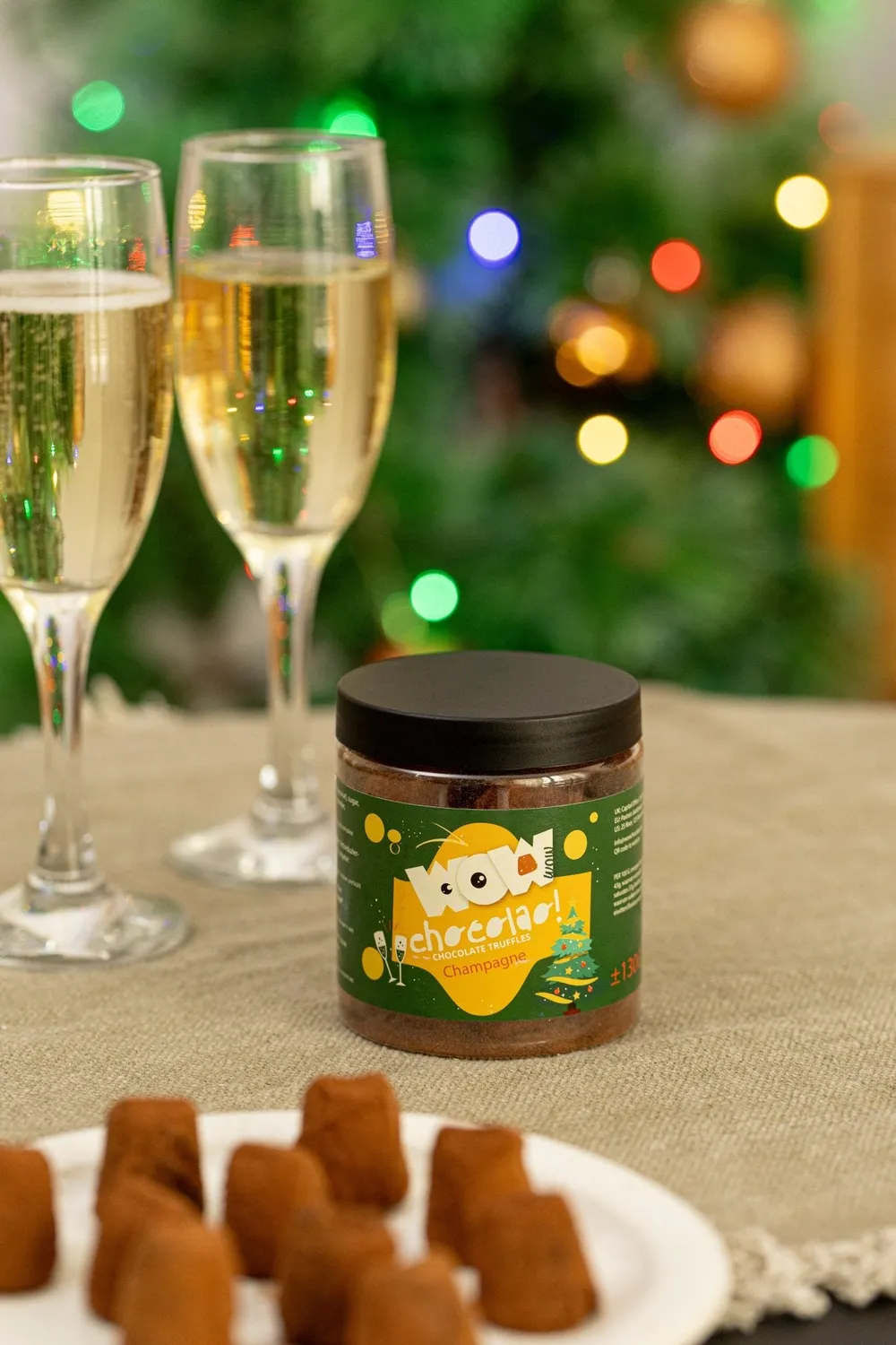WOW Chocolao Champagne Kerst truffels 130g pot feestelijk