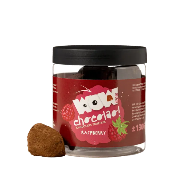 WOW Chocolao Frambozen chocoladetruffels 130g pot framboos