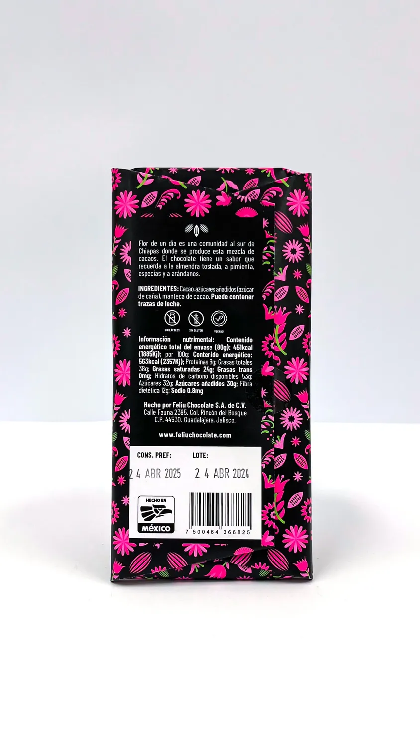 Feliu Chocolate Flor de un día 70% pure reep 80g mango fruit