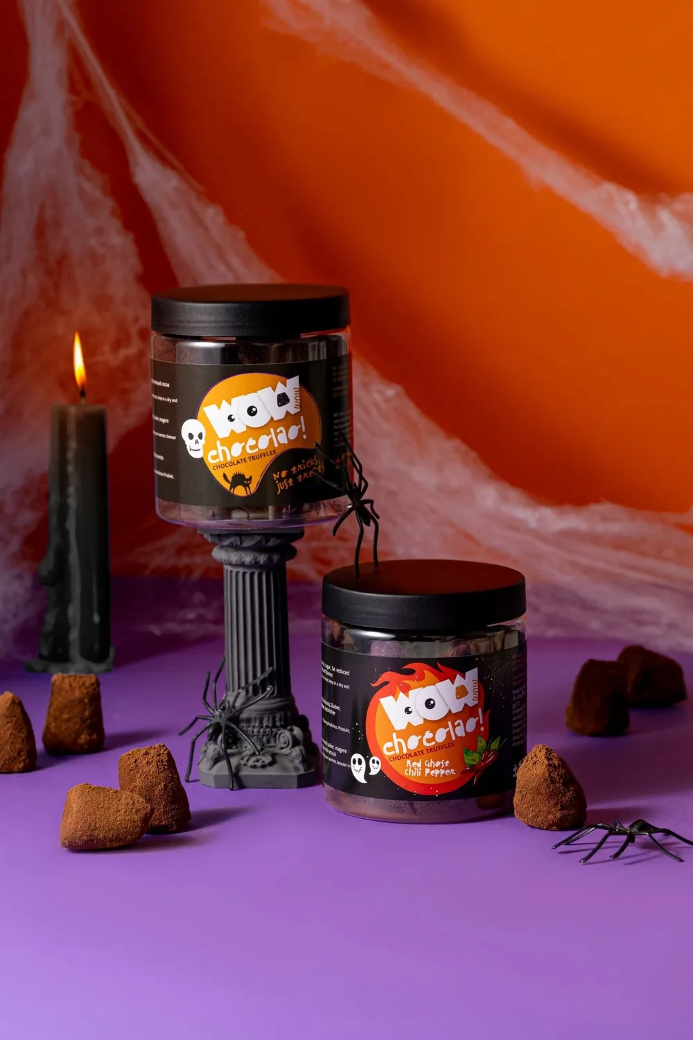 WOW Chocolao Chili truffels pot 130g ghost pittig halloween