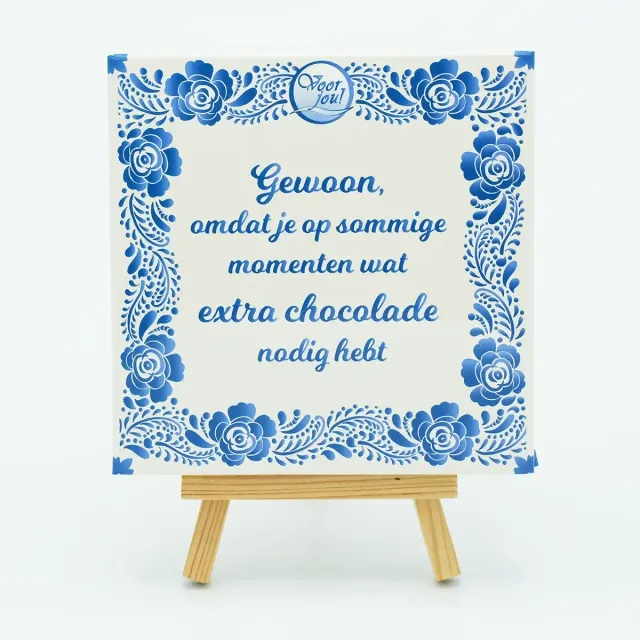 Voor jou Delfts blauw Gewoon omdat chocoladetablet