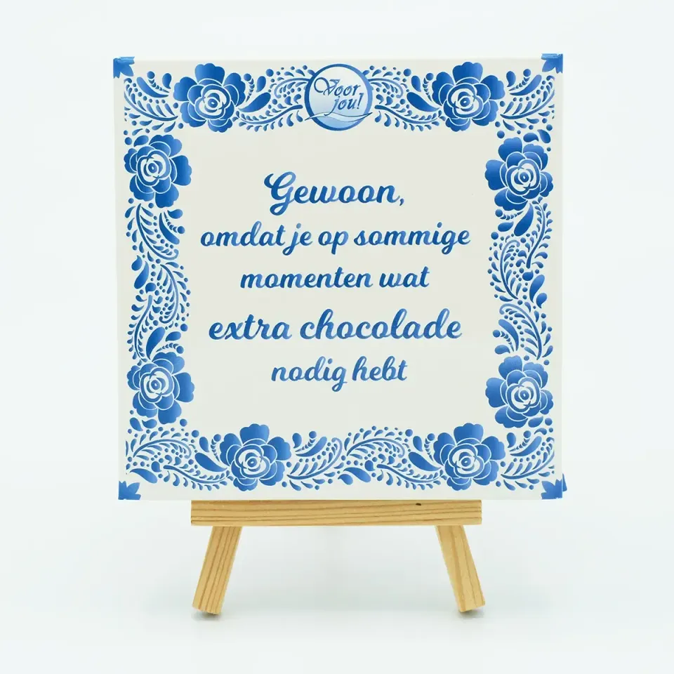 Voor jou Delfts blauw Gewoon omdat chocoladetablet