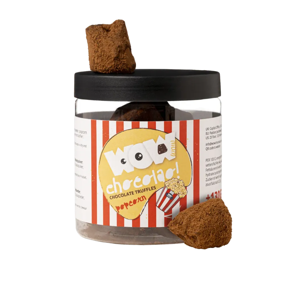 WOW Chocolao Popcorn Truffels pot 130g karamel