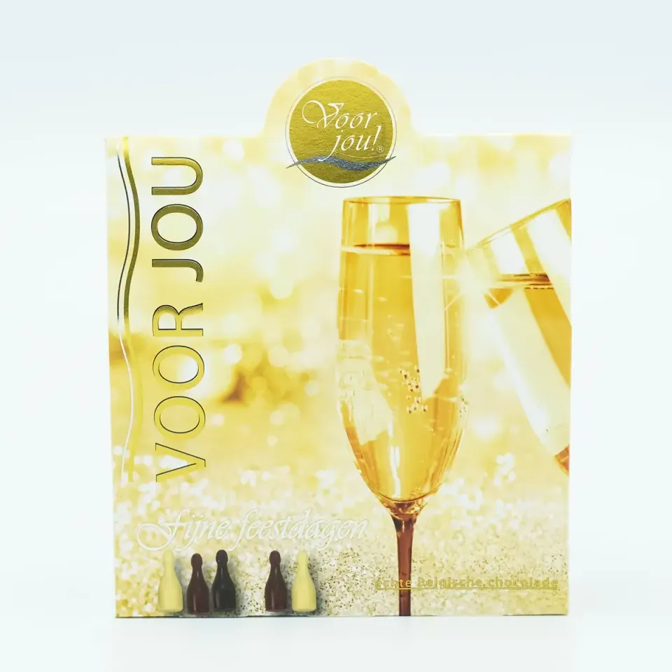 Voor jou Fijne feestdagen champagneflesjes chocolade