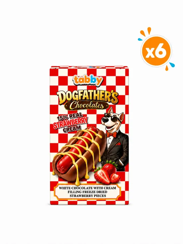 Tabby Dog Fathers Hotdog aardbei chocolade 6x40g melk