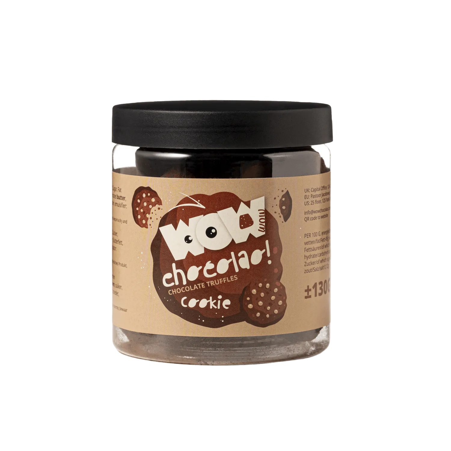 WOW Chocolao Cookie Crumble Truffels pot 130g knapperig