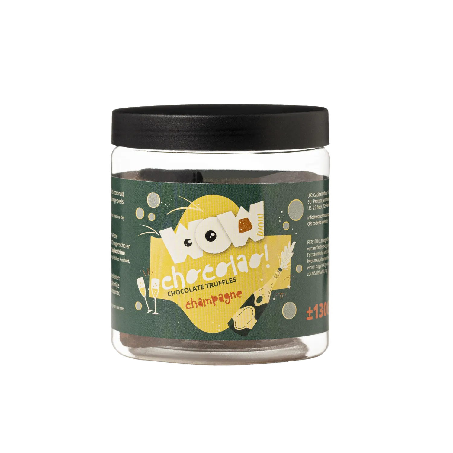 WOW Chocolao Champagne Chocoladetruffels Cadeaupot 130g puur