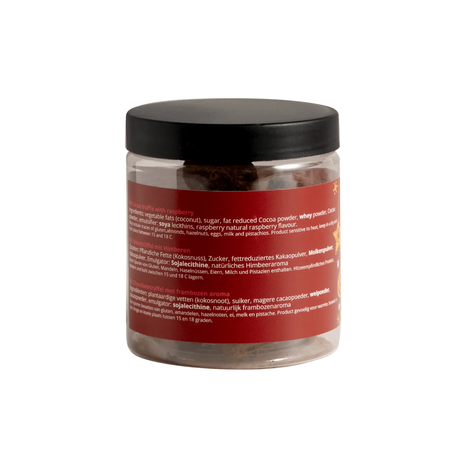 WOW Chocolao Framboos Kersttruffels pot 130g fruitig
