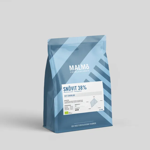 Malmö Chokladfabrik Snövit 38% witte couverture 2,5 kg vanille