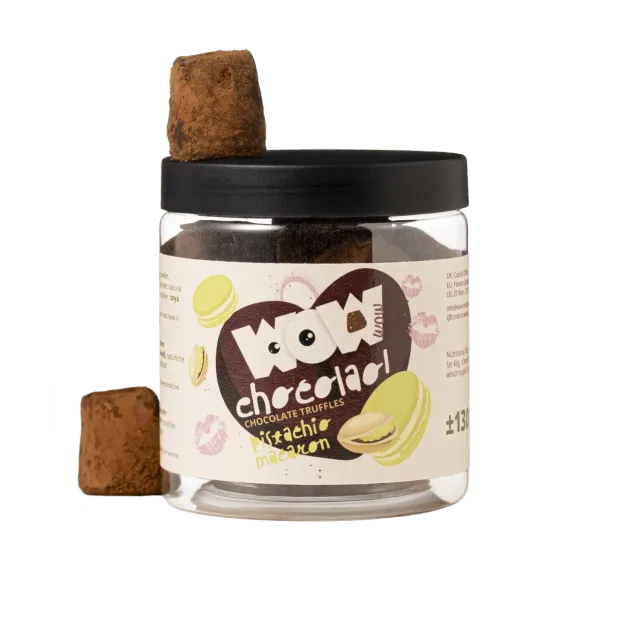 WOW Chocolao Pistache Macaron truffels pot 130g valentijn