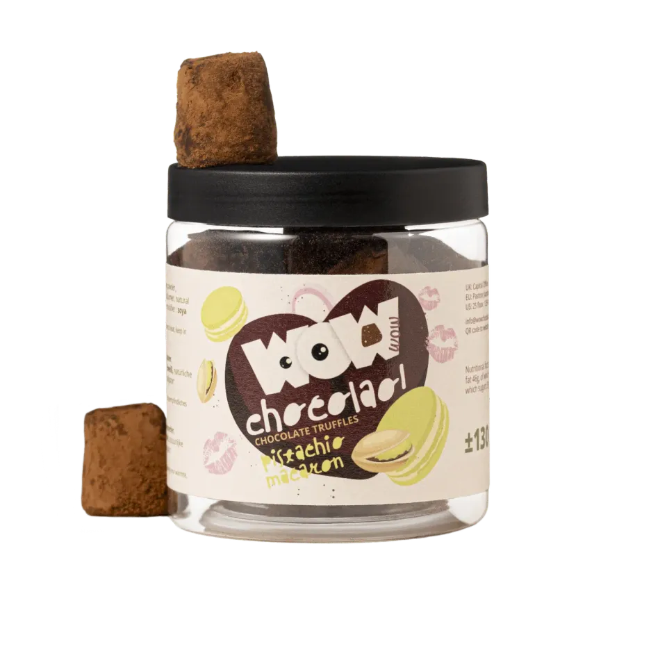 WOW Chocolao Pistache Macaron truffels pot 130g valentijn