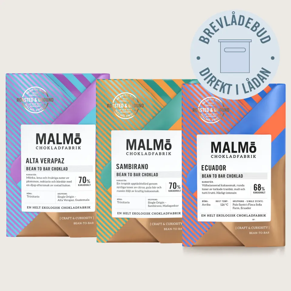 Malmö Chokladfabrik Chokladbrev Craft single origin chocoladebrief puur 58g