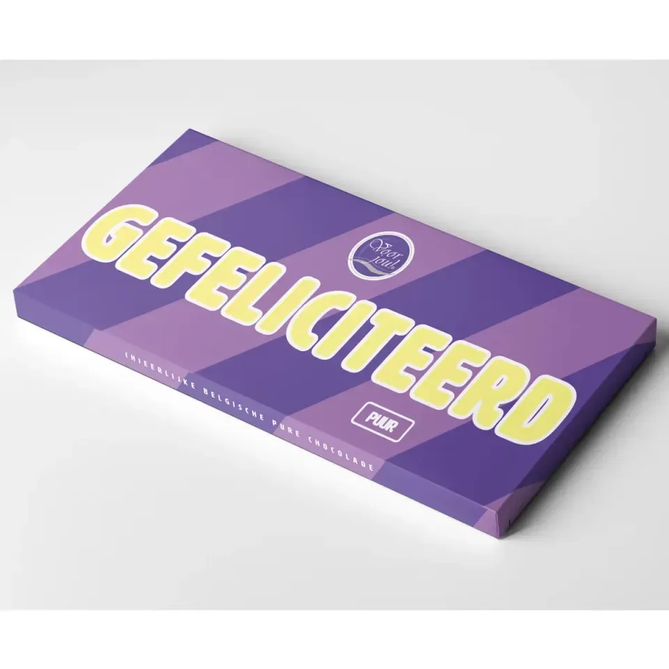 Voor jou Wensreep Gefeliciteerd pure chocoladereep puur