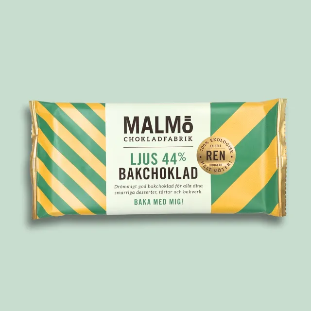 Malmö Chokladfabrik Bakchoklad Ljus 44% melkchocolade 96g bio