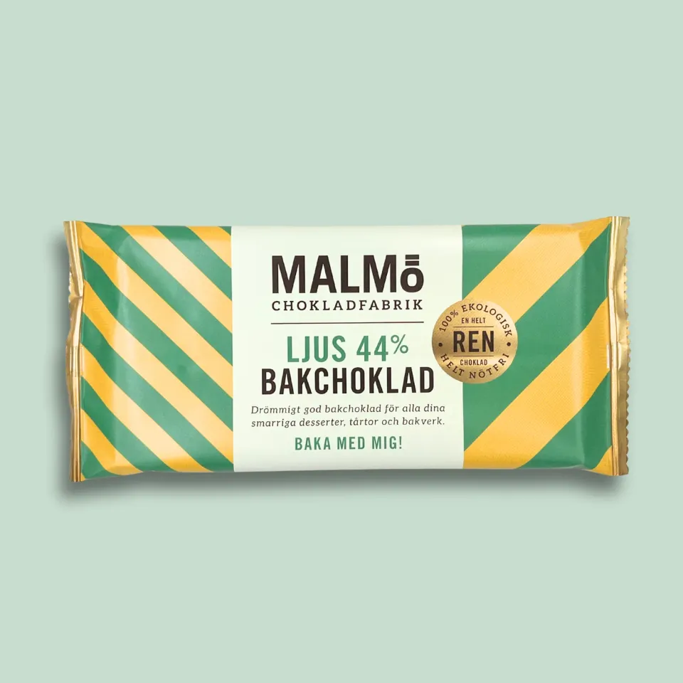 Malmö Chokladfabrik Bakchoklad Ljus 44% melkchocolade 96g bio