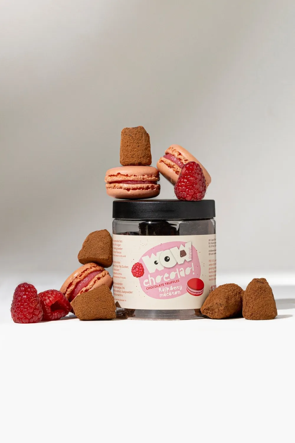 WOW Chocolao Framboos Macaron Truffels 130g Pot Fruitig