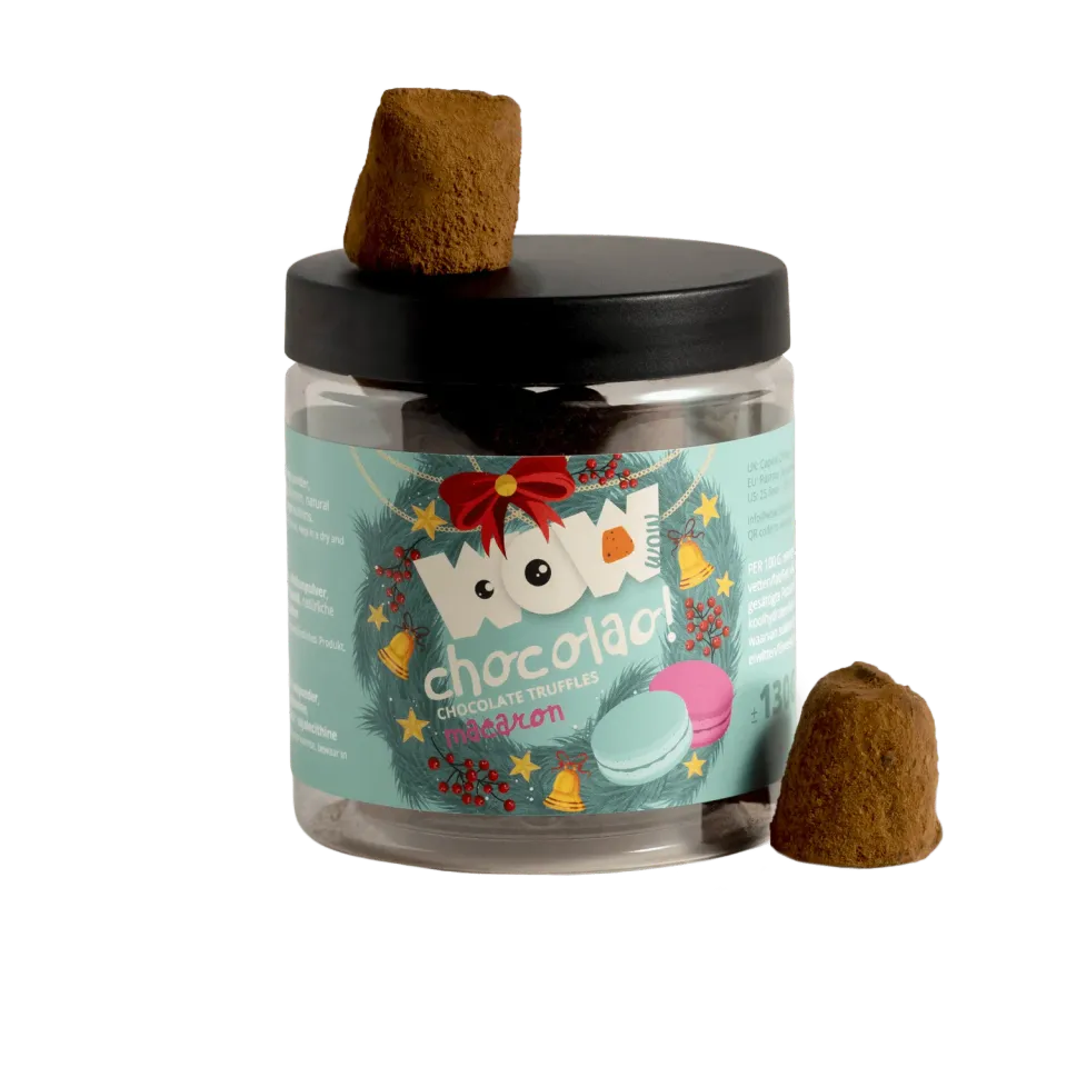 WOW Chocolao Kerst Macaron Chocoladetruffels Pot 130g feest