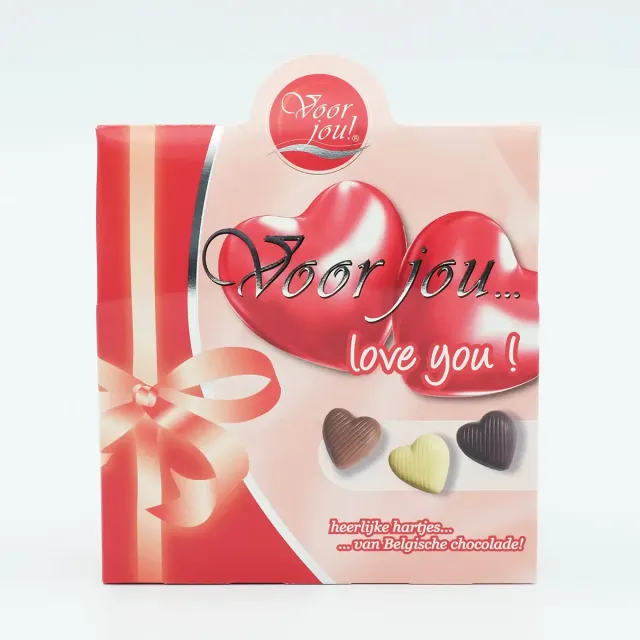 Voor jou Love You chocolade hartjes liefdescadeau