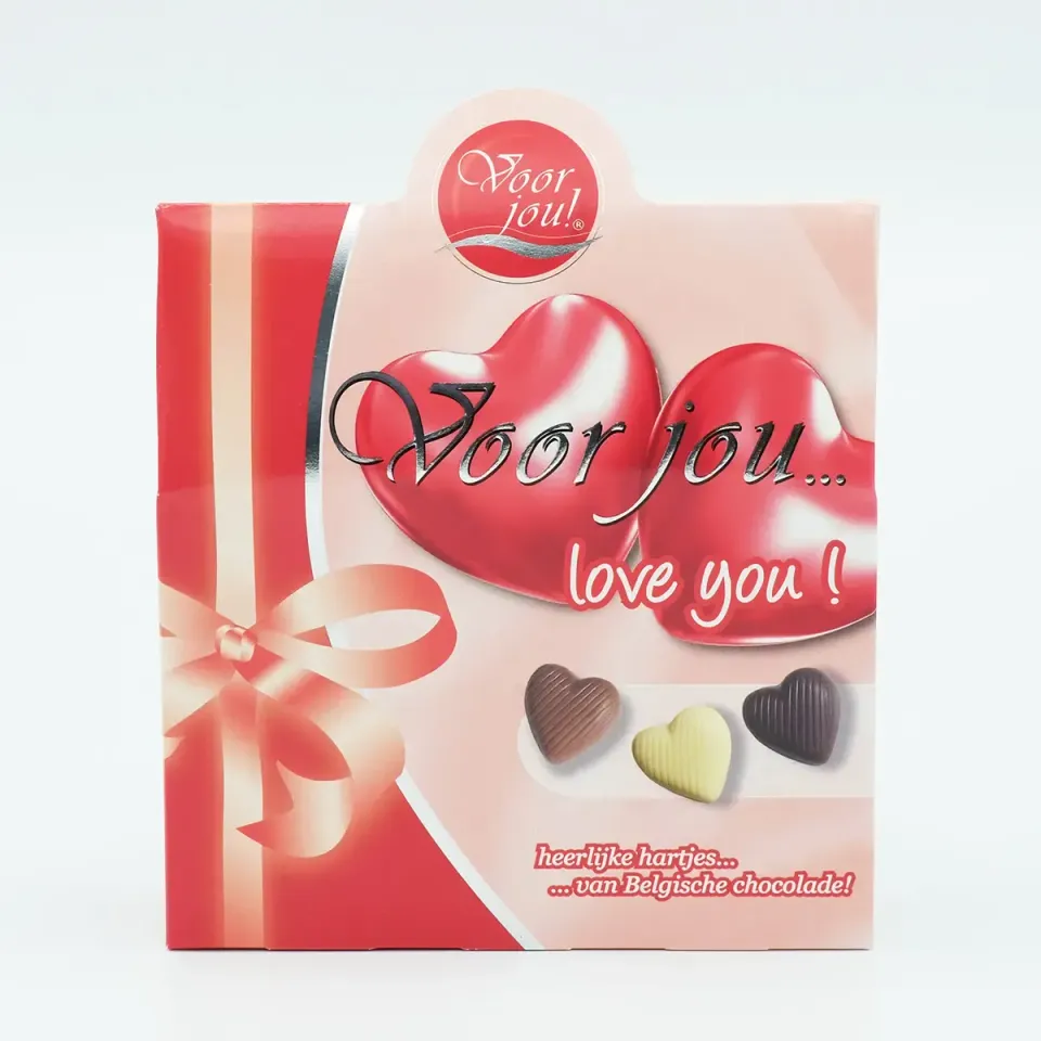 Voor jou Love You chocolade hartjes liefdescadeau
