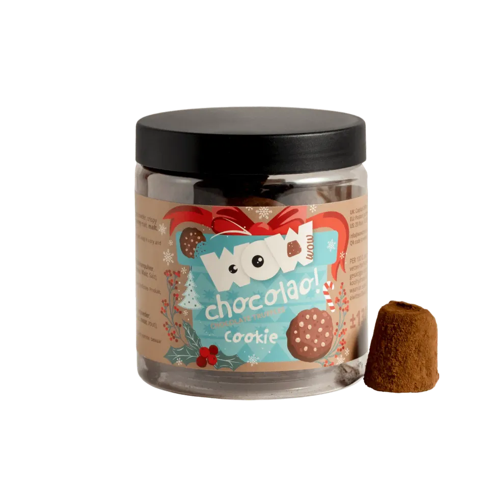 WOW Chocolao Puur Koekjes Kerst Truffels 130g Pot