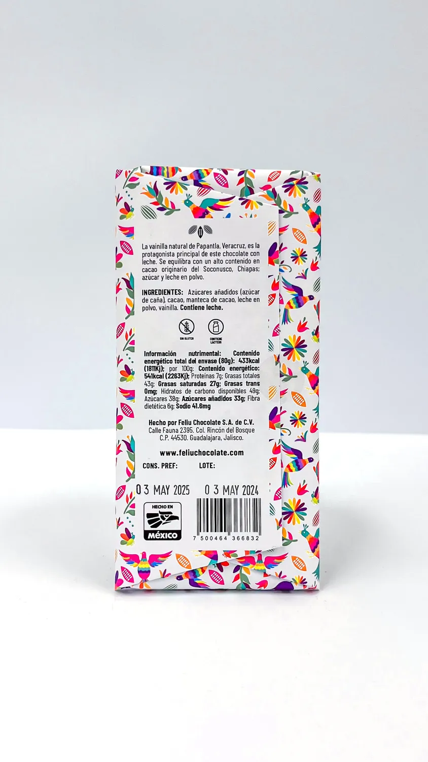 Feliu Chocolate Vanille 57% melkchocoladereep 80g
