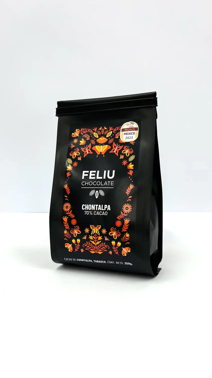 Feliu Chocolate Chontalpa 70% puur pastilles 250g gedroogd fruit