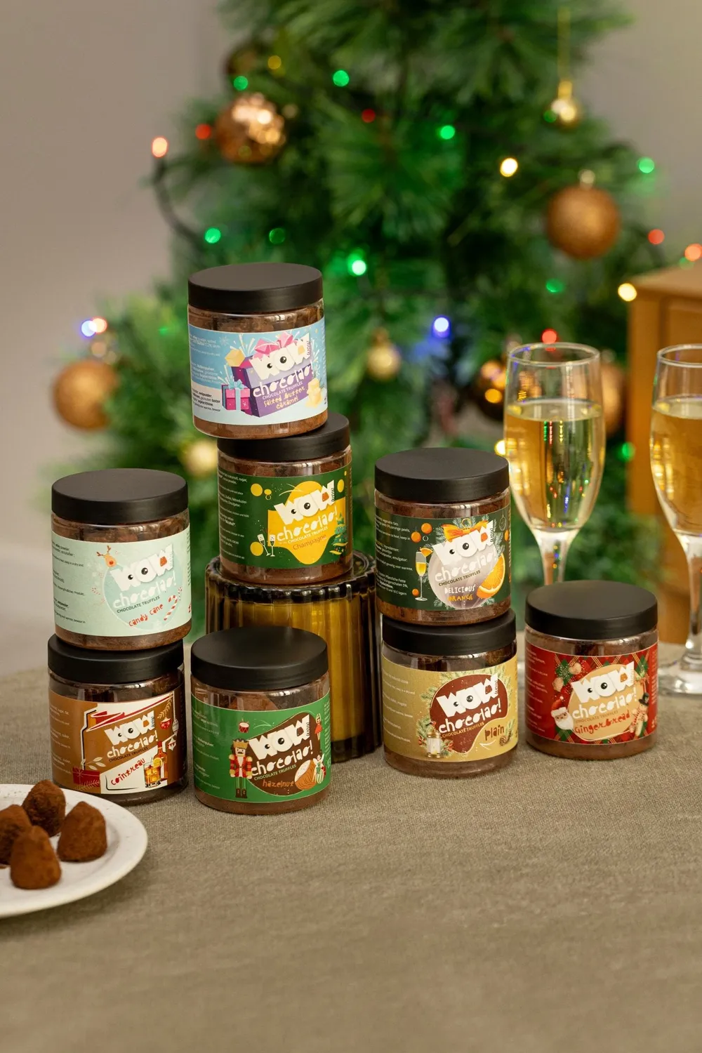 WOW Chocolao Candy Cane truffels 130g cadeaupot munt