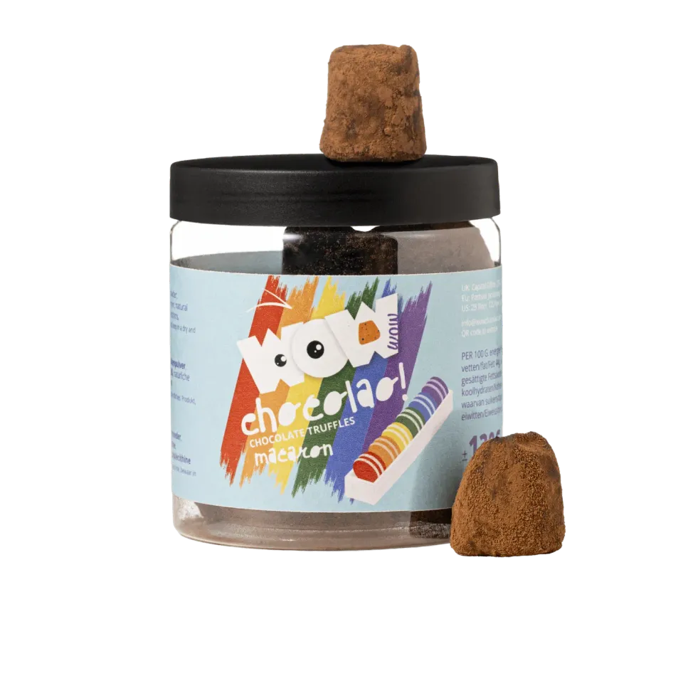 WOW Chocolao Macaron Pride truffels pot 130g vrolijk
