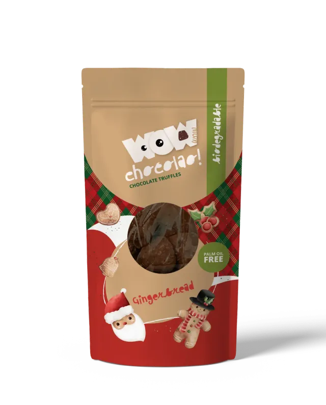 WOW Chocolao Kruidkoek truffels kerst zak 200g peperkoek