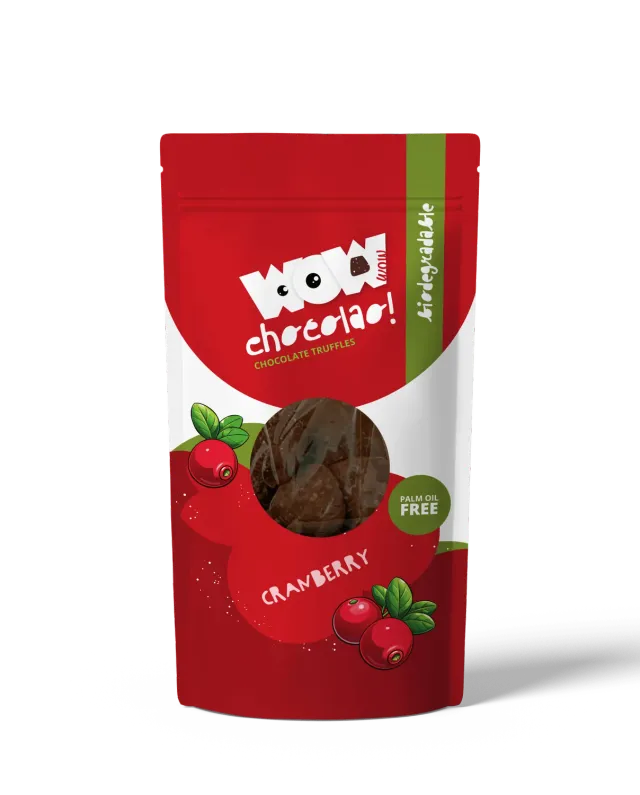 WOW Chocolao Chocoladetruffels Cranberry zak 200g fruitig