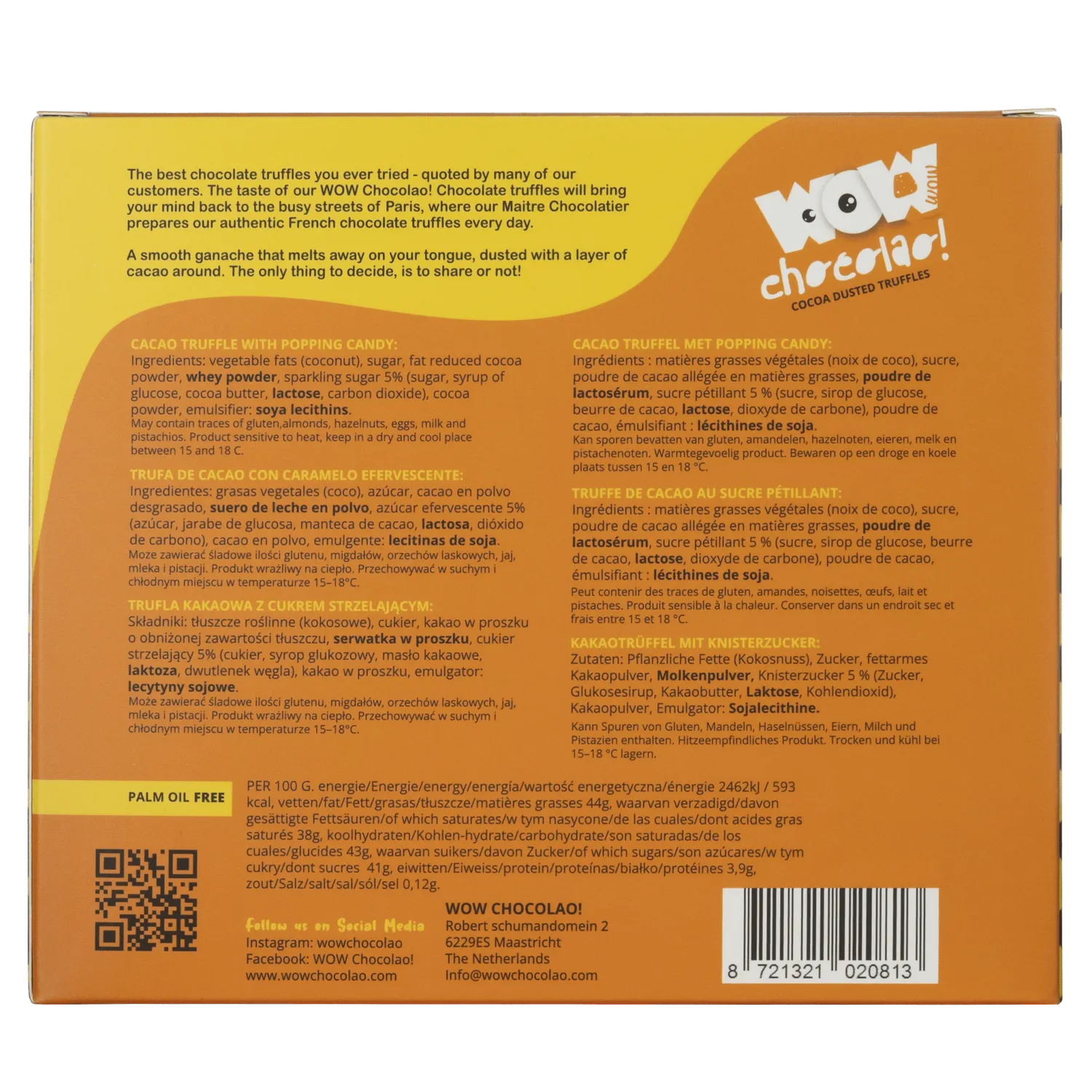 WOW Chocolao Exploding Sweets Halloween truffels 250g box bruis