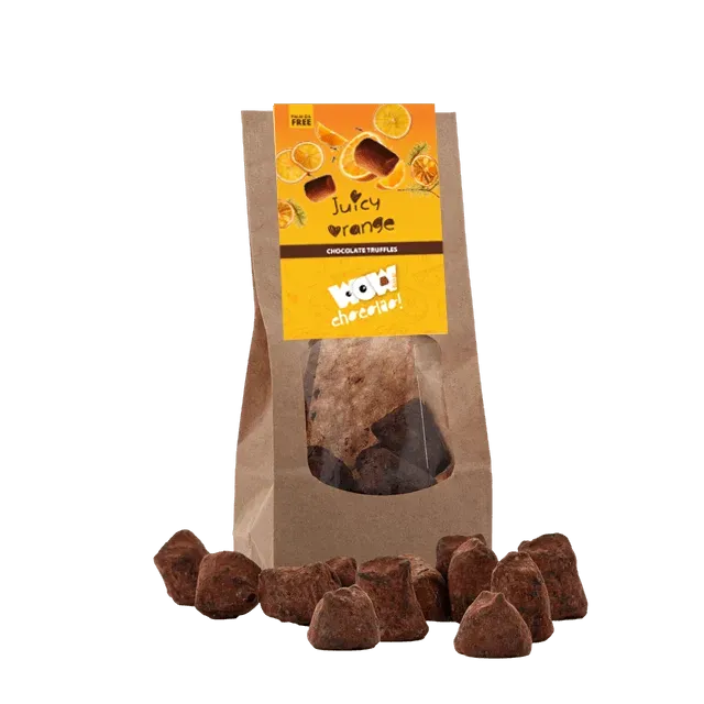 WOW Chocolao Sinaasappel truffels zak 130g gekonfijt kerst