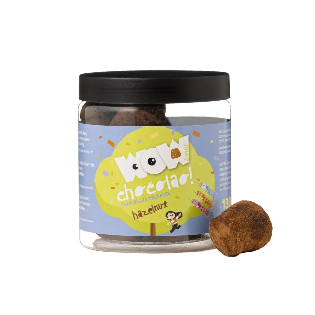 WOW Chocolao Hazelnoot Kodomo no Hi truffels pot 130g hazelnoot