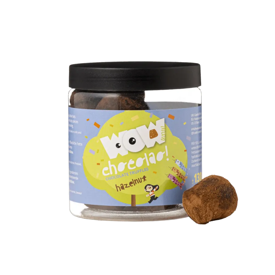 WOW Chocolao Hazelnoot Kodomo no Hi truffels pot 130g hazelnoot