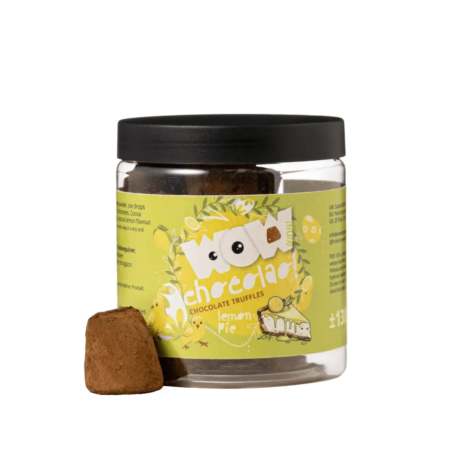 WOW Chocolao Citroen Taart chocoladetruffels 130g pot citroen