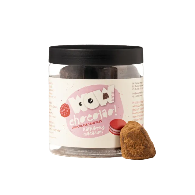 WOW Chocolao Framboos Macaron Truffels 130g Pot Fruitig