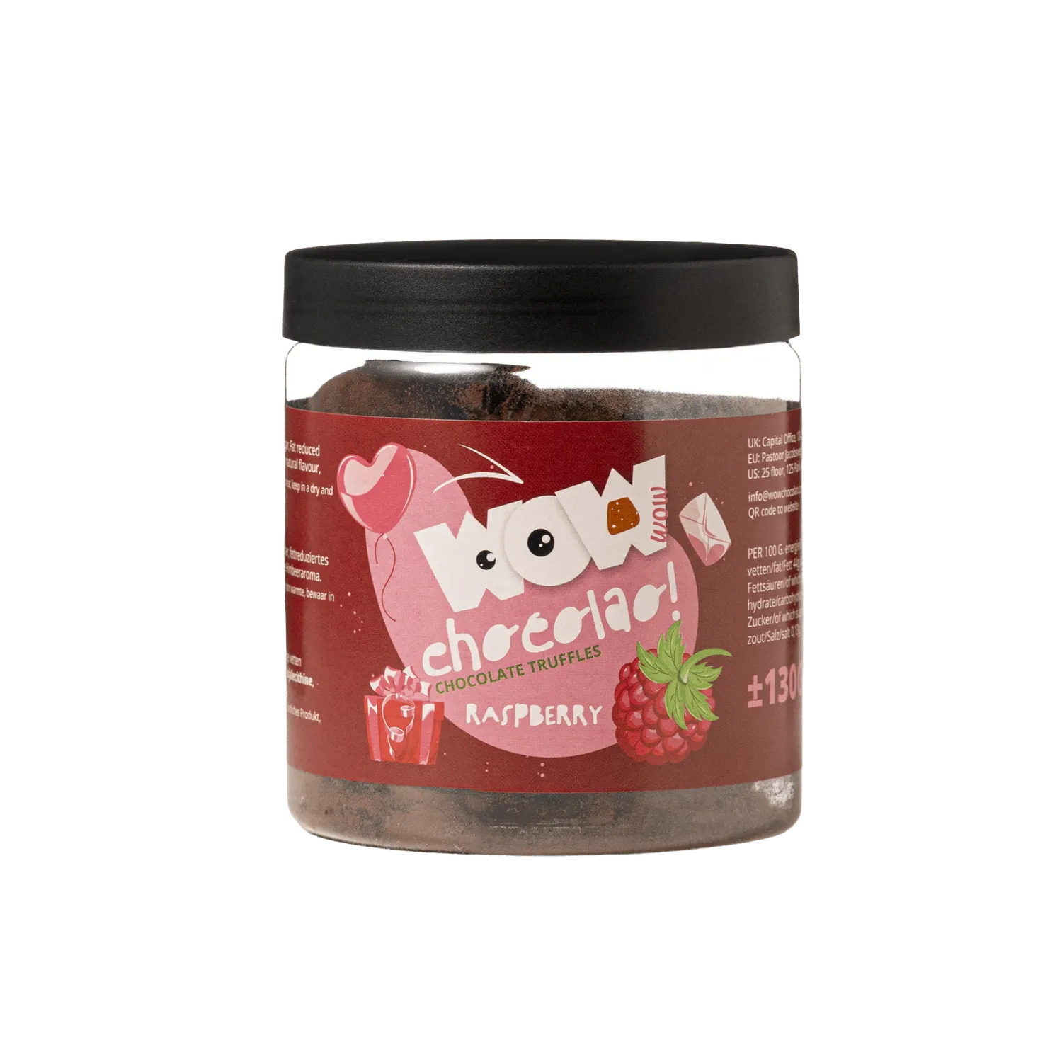 WOW Chocolao Frambozen Valentijn truffels 130g pot romantisch