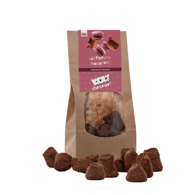 WOW Chocolao Frambozen Macaron Chocoladetruffels Zak 130g Zoet
