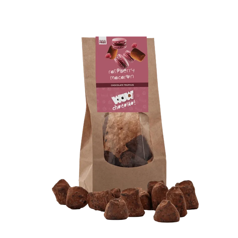 WOW Chocolao Frambozen Macaron Chocoladetruffels Zak 130g Zoet