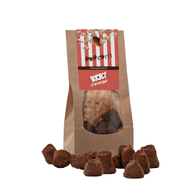 WOW Chocolao Popcorn Chocoladetruffels Zak 130g krokant