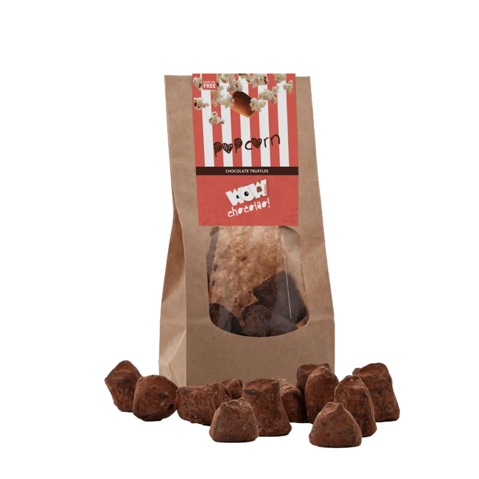 WOW Chocolao Popcorn Chocoladetruffels Zak 130g krokant