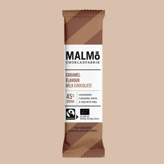 Malmö Chokladfabrik Karamel Melkchocolade 25g Fairtrade