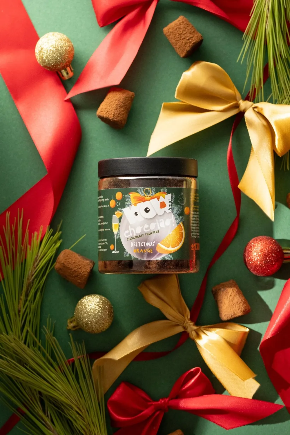 WOW Chocolao Sinaasappel truffels kerst pot 130g citrus