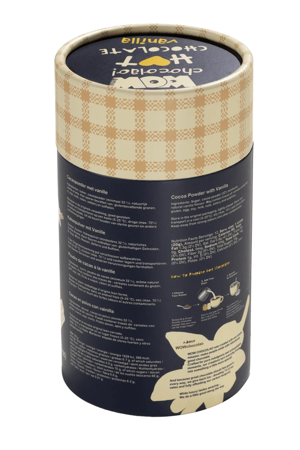 WOW Chocolao Vanille warme chocolademelk 250g echte choc