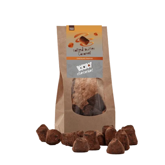 WOW Chocolao Gezouten Karamel Truffels 130g Zak Zout