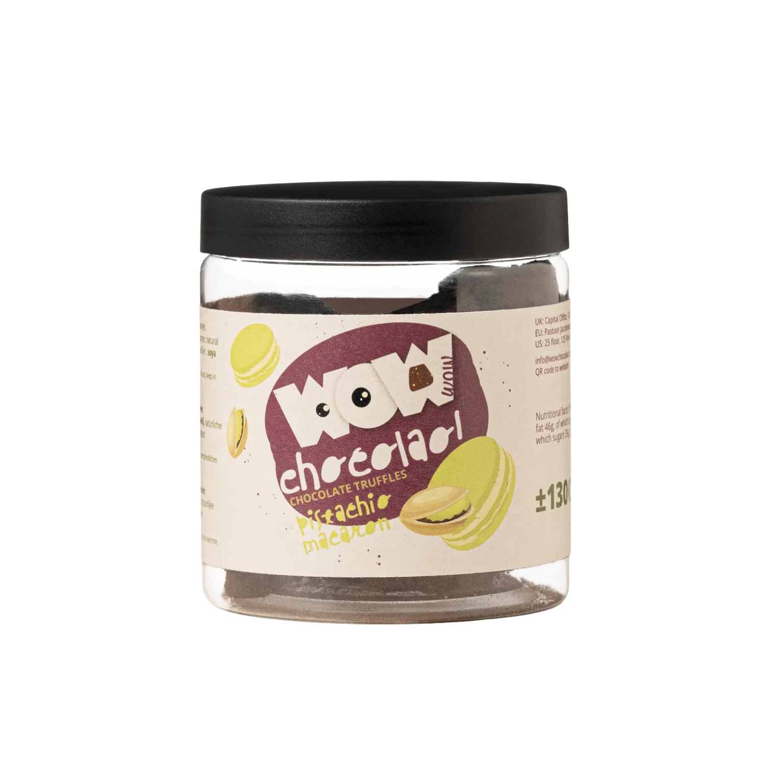 WOW Chocolao Pistache Macaron chocoladetruffels 130g pot