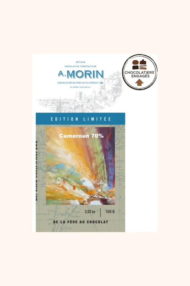 Chocolaterie Morin Kameroen 70% pure reep 100g hout
