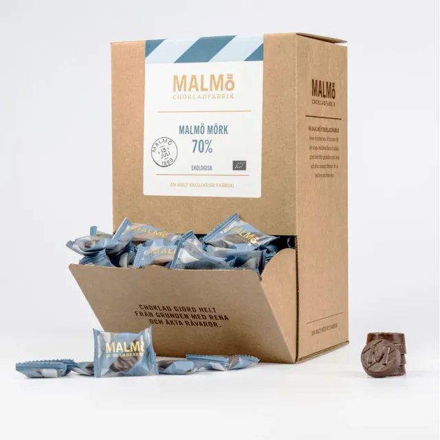 Malmö Chokladfabrik Mörk 70% Napolitains 1kg Vegan