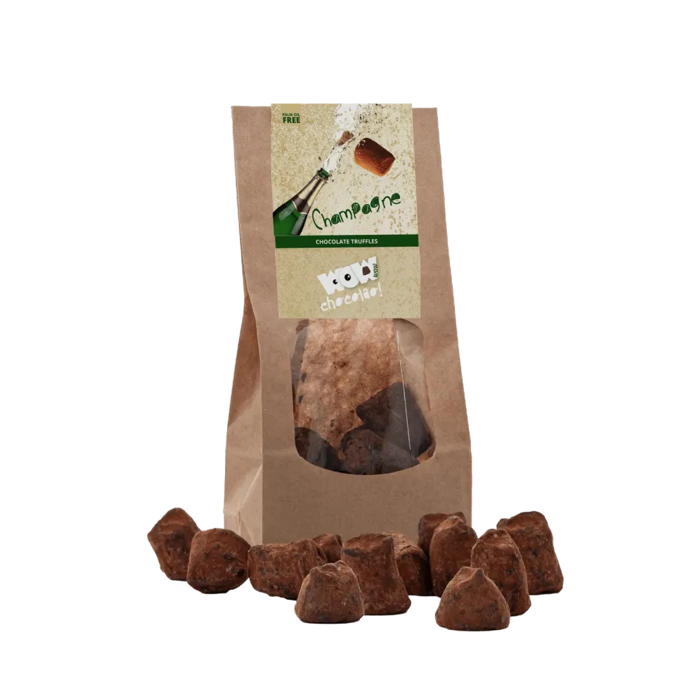WOW Chocolao Champagne Chocoladetruffels Zak 130g feest